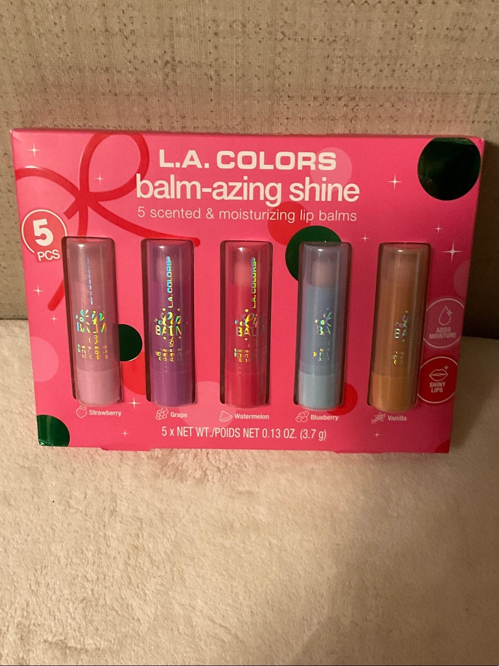 L.A. COLORS Balm-Azing Shine 5-Pack Lip Balms - Pink Packaging